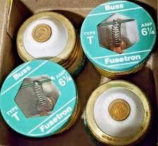 (Pack of 4) OEM Bussman T-6-1/4,6-1/4A Type-T Time-Delay Dual-Element Fuses 125V
