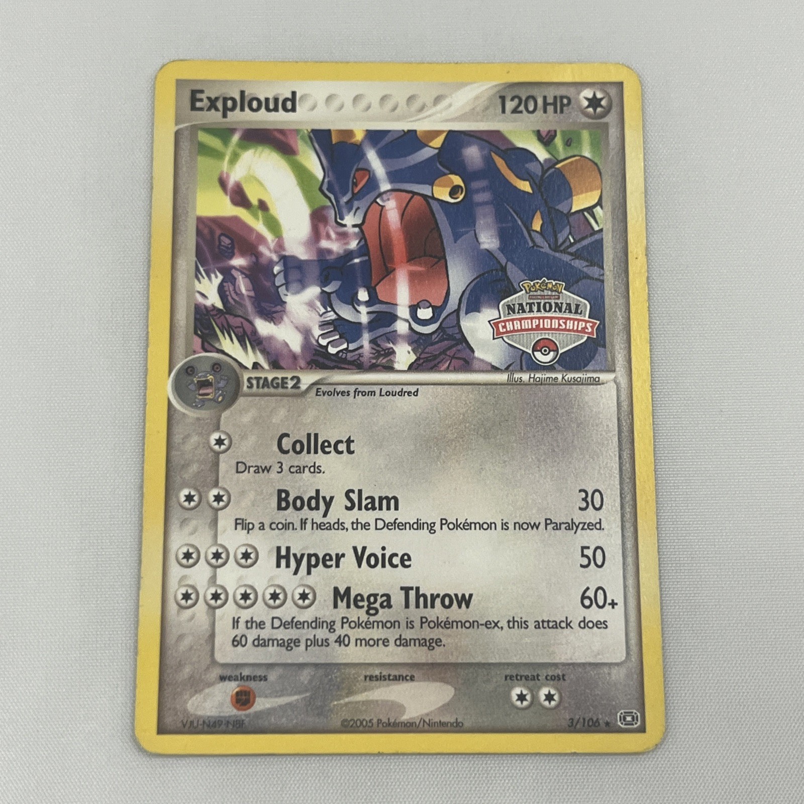 Exploud 3/106 Pokémon National Championships Stamp Promo Moderately Played Rare