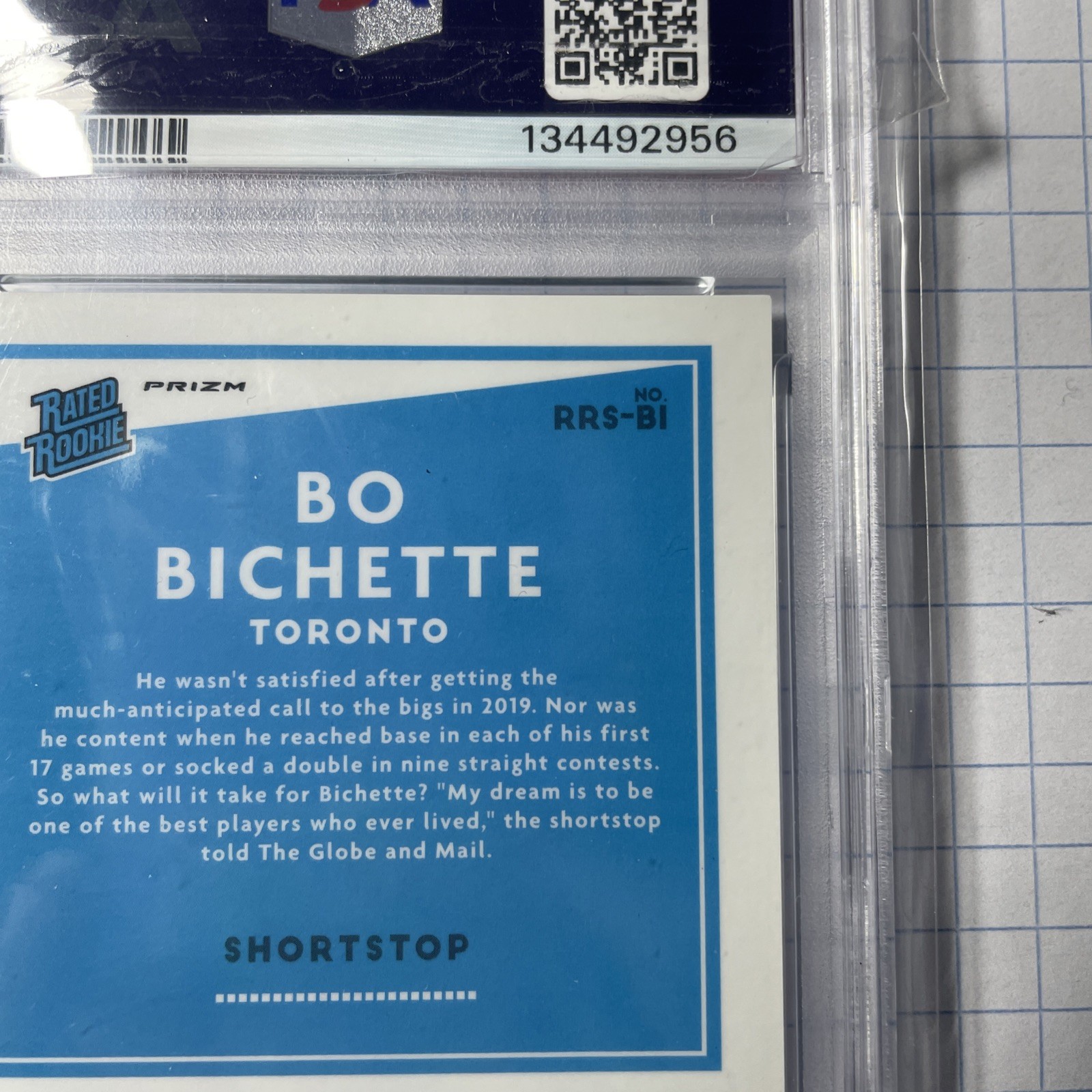2020 Donruss Optic Bo Bichette TEAL VELOCITY PRIZM 31/35 Rated Rookie Auto PSA 9 view 10