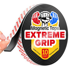 Super Sticky Magnetic Tape 10 feet x 1/2 inch - Stong Magnet Strip with Adhesi