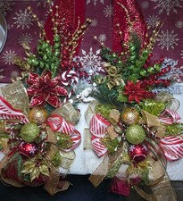 Christmas Double Door Wreath Swag 5 Ft Long Beautiful Decor Reds Green And Gold