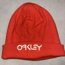Oakley Beanie Hat Orange Knit Embroidered Centred Logo Skullcap Toque Double Log