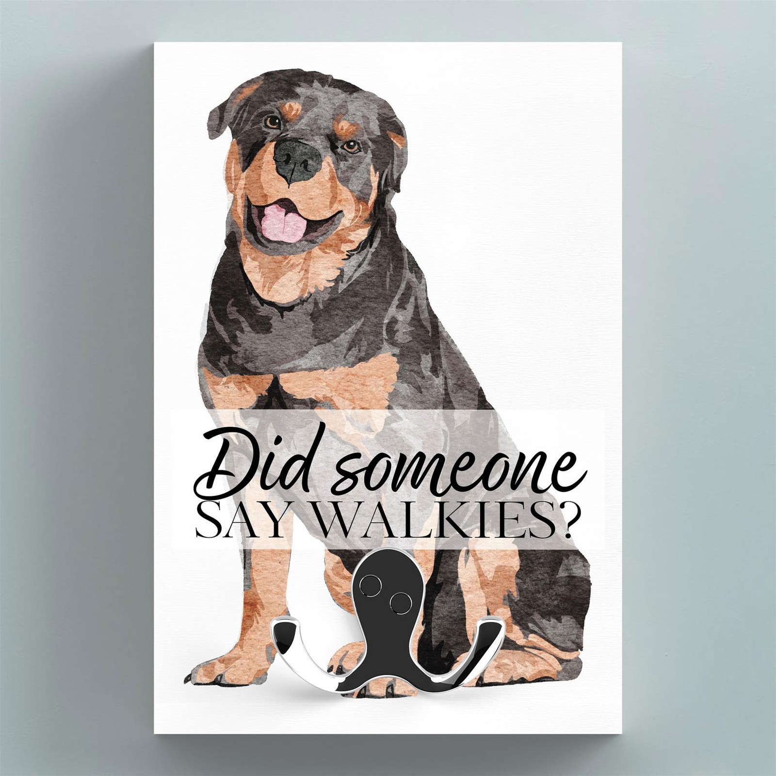 Rottweiler Did Someone Say Walkies Gift Wooden Rectangle Lead Hook Plaque