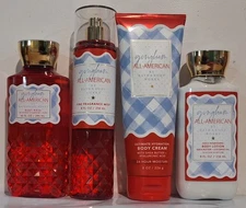 B &B Works Gingham All-American Body Wash,Mist,Cream & Lotion 4pc Gift Set 