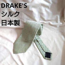 N058 Drake'S Silk Tie Made In Japan Komon Yellow Green