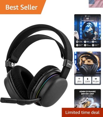 Aula G7 Wireless Gaming Headset: Surround Sound & Detachable Mic, 60H Battery