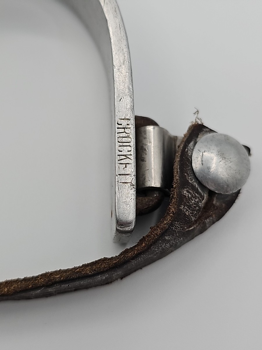 Vintage Crockett Single Spurs Stainless Steel Engraved Western Cowboy Marked Collectible Vintage Crockett Spurs - Single Mounted With The  main image 4