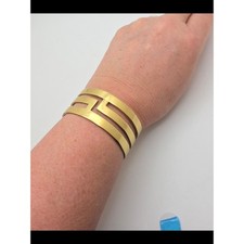 Rustic Cuff Gold Tone Geometric Cutout Cuff B...