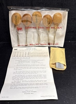Wood Carving Tools, Vintage Millers Falls No. 107 - Complete w/ Slip Stone - USA