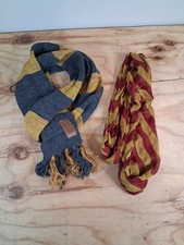 Harry Potter Scarf Set Of 2 Hufflepuff Gryffindor Scarves Red Gold Gray Yellow