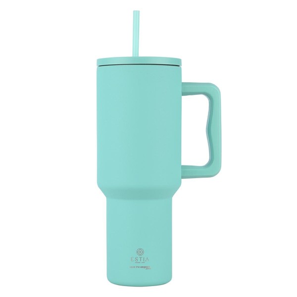 Isolierbecher Thermobecher Kaffeebecher 1200 Ml Becher Mit Strohhalm TüRkis-image