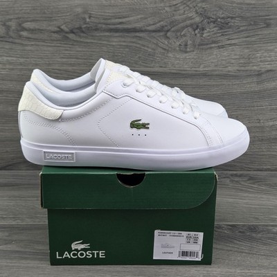 Lacoste Powercourt Leather Size 8.5 Mens White Lifestyle Sneakers New