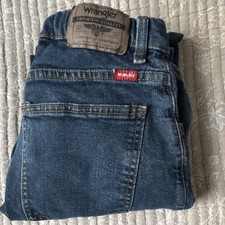 Wrangler Boys 16 Husky Straight Fit Blue Denim Jeans Adjustable Waist