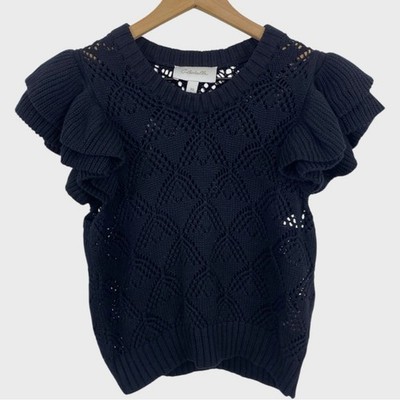 Cleobella Black Knit Flutter Sleeve Shirt Size XS