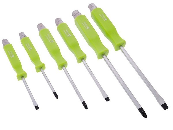 6-Tlg. Kraft Schraubendreher Schraubenzieher Satz 6-Kant Magnetisch Schlagkappe-image