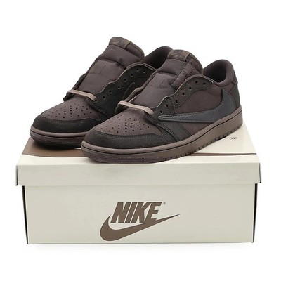 Nike Air Jordan 1 Low TS Dark Chocolate Mocha Suede Vintage Skate Trainers For 