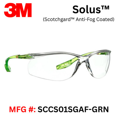 3M Solus  Scotchgard  Anti-Fog Coated Glasses - #SCCS01SGAF-GRN - 1 PR