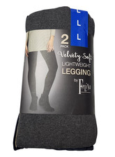 Felina Womens L 2-Pack Velvety Soft Lightweight Leggings Gray  Blue