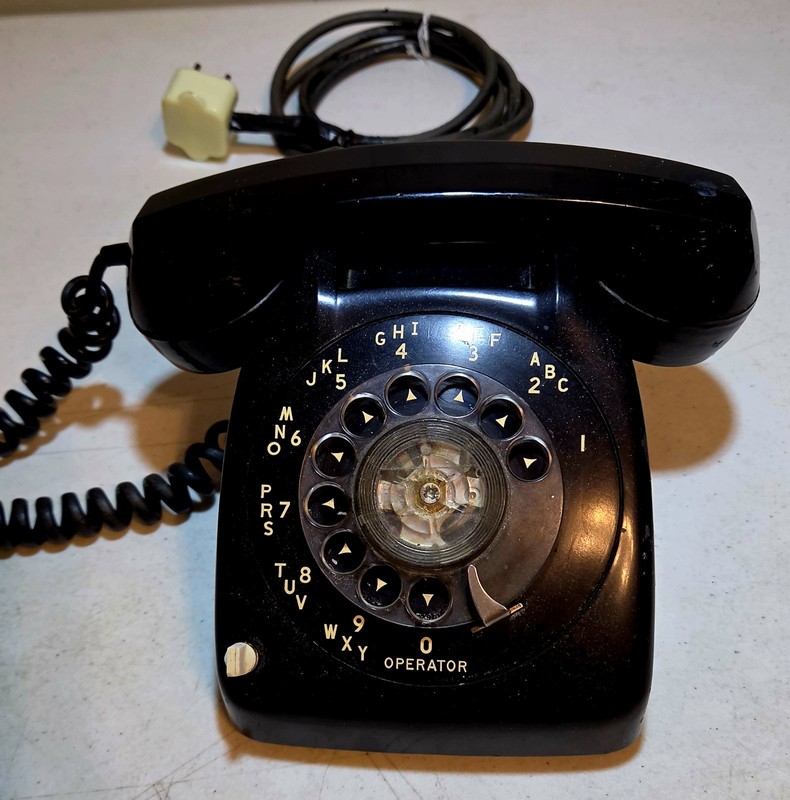 Vintage AE Model 80 Rotary Telephone Black Northlake IL Hole Plug 4-Prong Cord