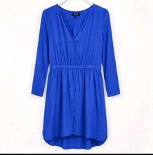 Madewell 100% Mulberry Silk Index Blue Dress  Pockets Shirttail Waisted Size 6