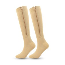 Compression Socks Zipper Knee High 15-20mmHg Socks for Women Men, Support Sto...