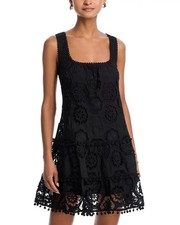 Aqua L7909 Womens Black Crochet Tiered Shift Dress Size XXL