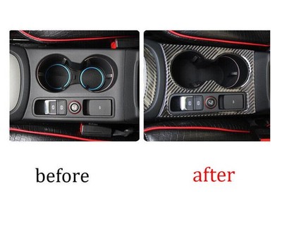 For Audi Q3 2015-2018 Carbon Fiber Vinyl Central Console Water Cup Cover Trim 1P