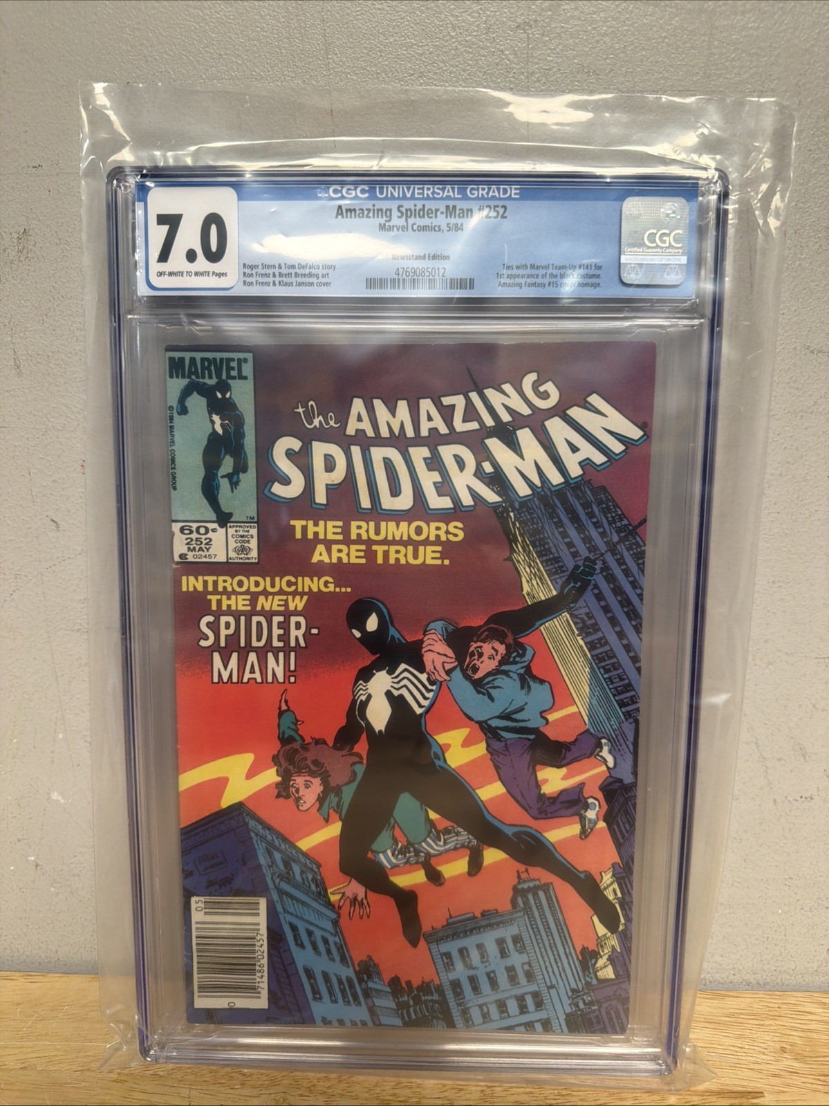 AMAZING SPIDER-MAN #252 (CGC 7.0) - 1ST BLACK COSTUME - NEWSSTAND