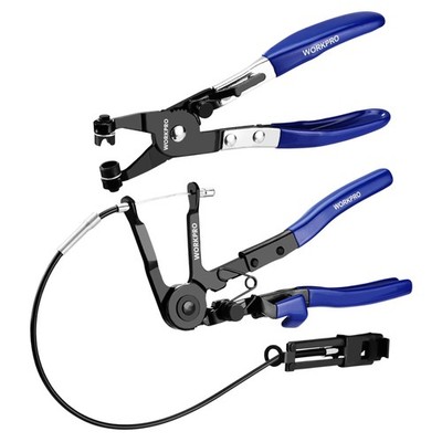WORKPRO 2PCS Hose Clamp Pliers Set, 27'' Long Reach Wire Spring 2-Piece, Blue