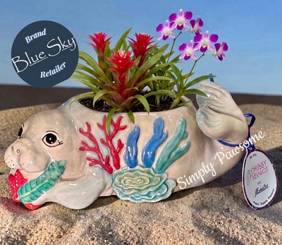 Blue Sky Clayworks CHUBBY MERMAID MANATEE Heather Goldminc Bowl / Planter NEW