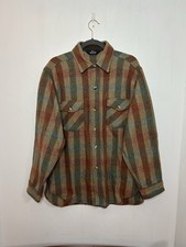 Woolrich Vintage 80s Plaid Flannel Brown Lumberjack Rockabilly Shirt Jacket L US