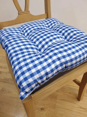 Sitzauflage Gingham Check blau/weiß Baumwolle