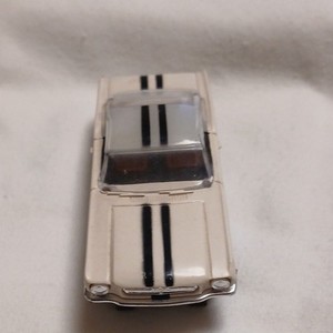 HO Scale  MUSTANG White (ivory) Slot Car with Black Racing Stripes (Car Only)