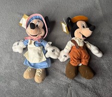 Disney Store Bean Bag Americana Pioneer 8  Mickey Minnie Plushie Pair 2K