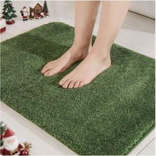 Luxurious Extra Thick Green Bath Rug - Non-Slip Soft Micro Polyester Mat 16x24