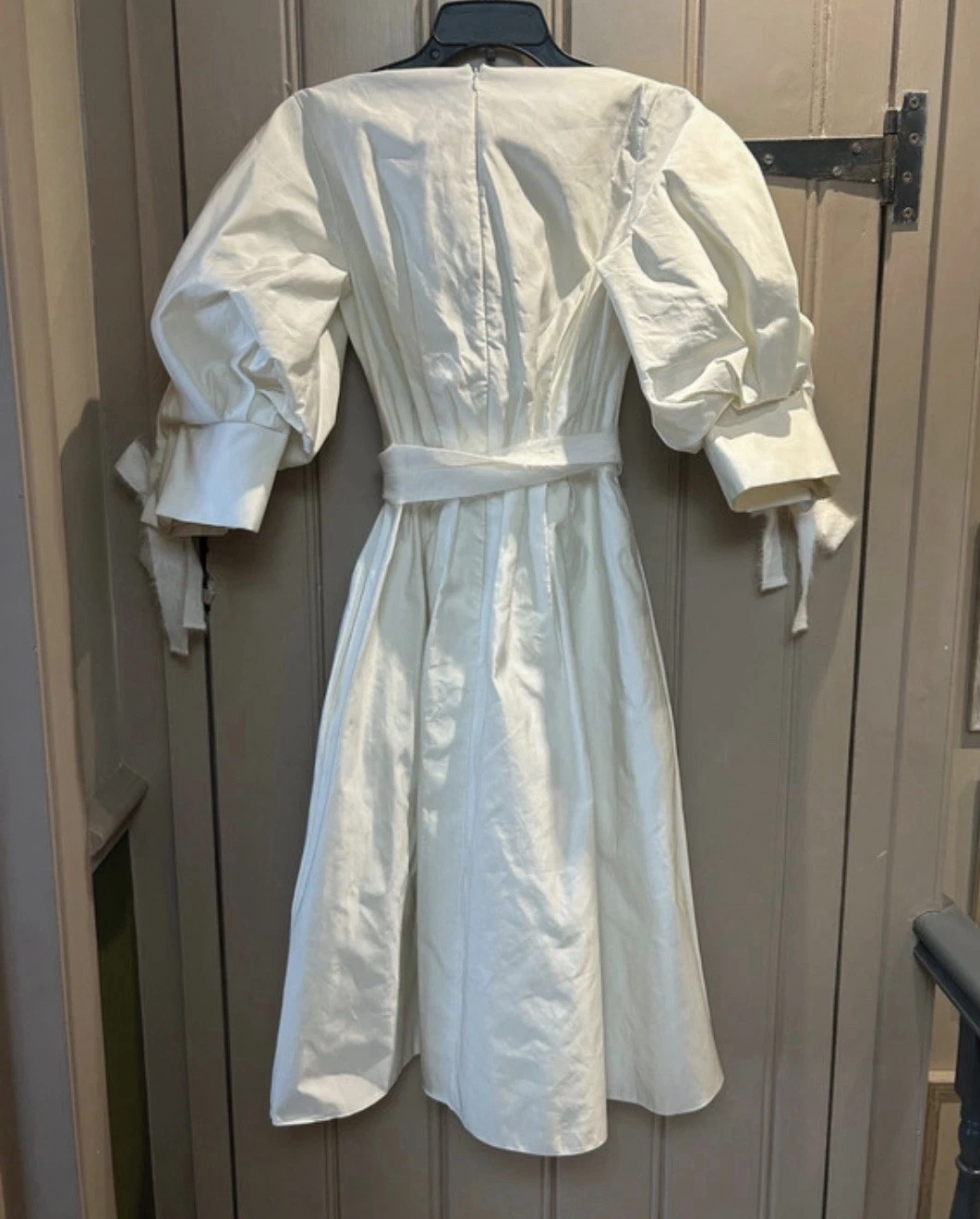 OFF WHITE Abito ROKSANDA Eos bianco sporco avorio taffettà UK 10 RRP £1895 NUOVO