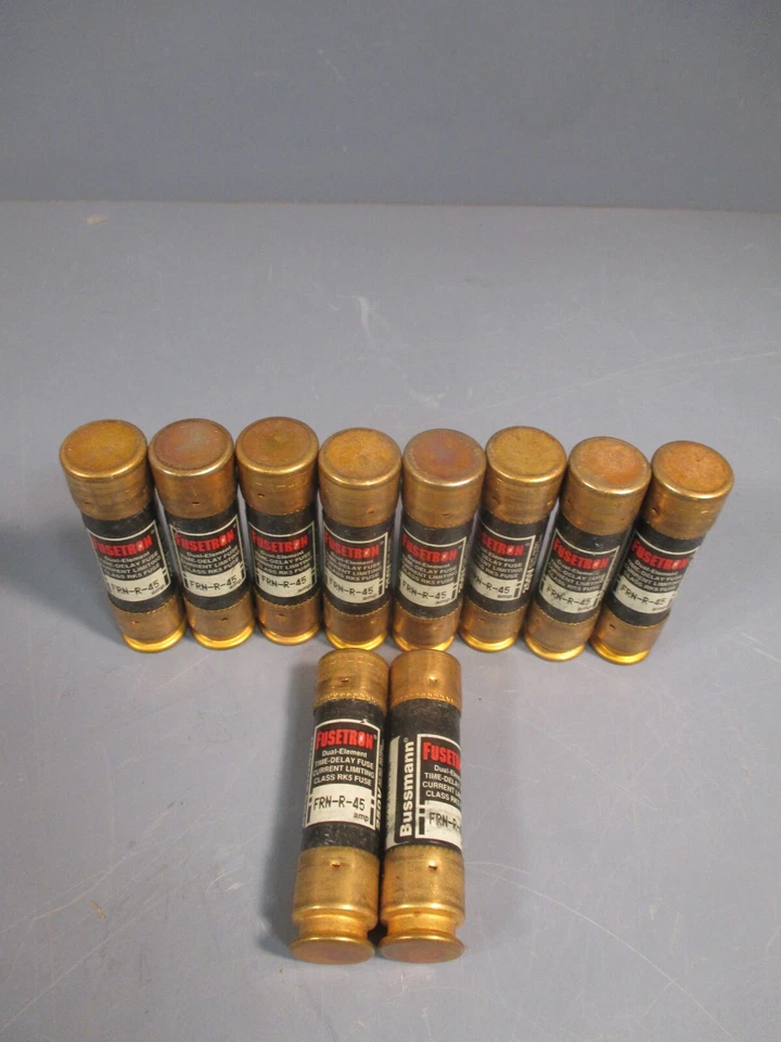 LOT OF 10 BUSSMANN FUSETRON DUAL ELEMENT TIME DELAY FUSES 250V 45A FRN-R-45 - Image 3 of 3