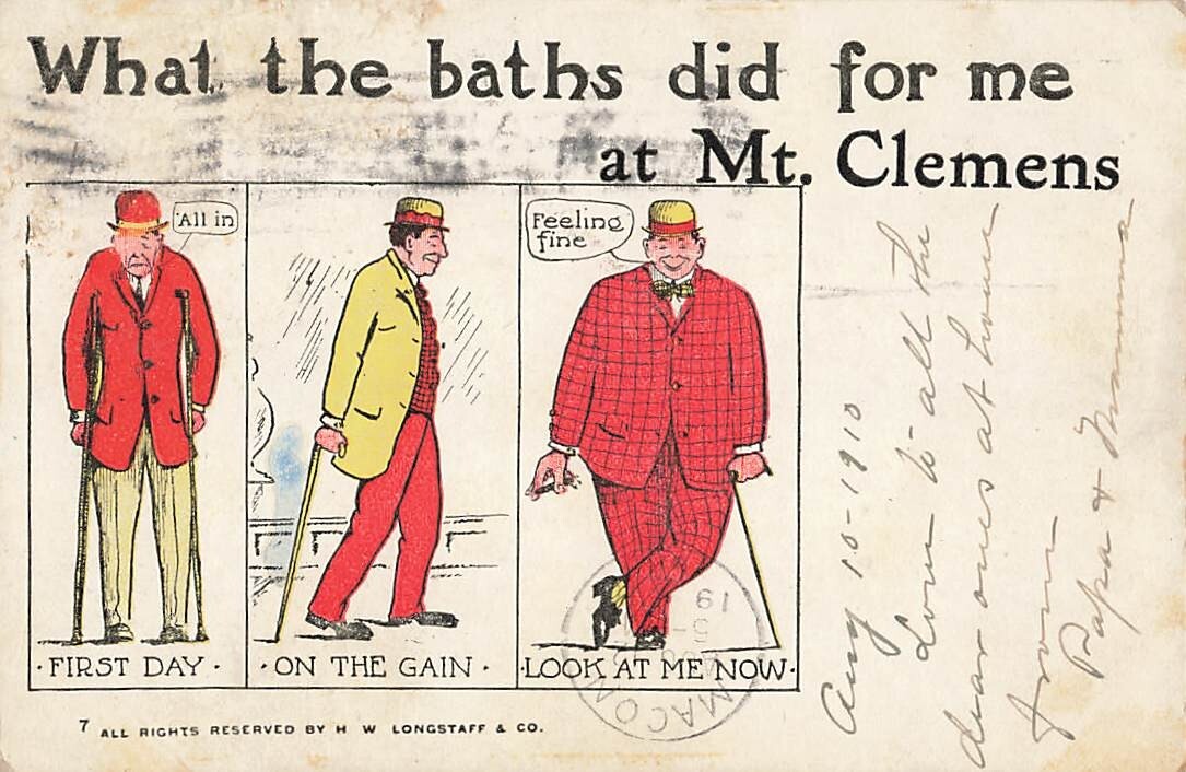 Postcard What Baths Did For Me Mt Clemens Michigan UDB 1910