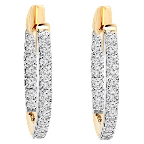 0.34 CT Round VS1 F Diamond Pave Accent Wedding Earrings 14K Yellow Gold - Picture 2 of 2