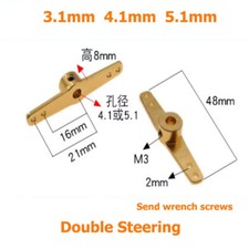 3,1mm 4,1mm 5,1mm Gold Doppellenkung Ruder Pinne Arme f&uuml;r RC Modellauto Boot