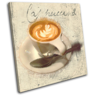 Cafe Coffee Cappuccino   Food Kitchen SINGLE Leinwand Wand Kunst Bild drucken