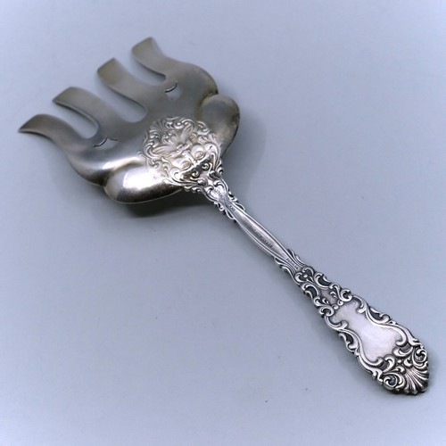 Renaissance by Dominick & Haff Sterling Silver 9 1/4" Asparagus Fork Mono "F" - Picture 4 of 6