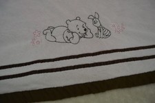 Disney Baby Piglet Pooh Blanket Pink Brown Edge Trim Flowers Security Lovey