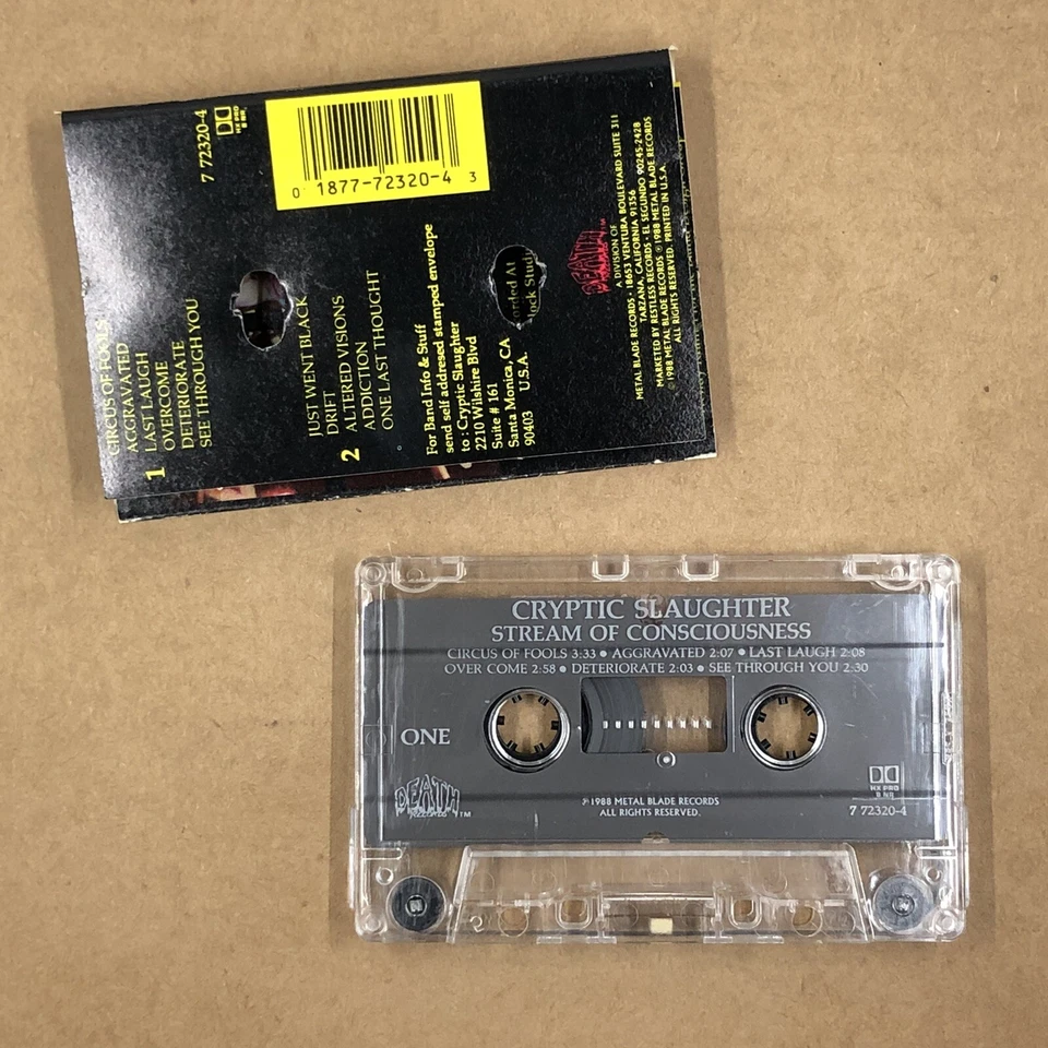 CRYPTIC SLAUGHTER Cassette Tape 80s Metal Thrash STREAM OF CONSCIOUSNESS - Image 2 of 4