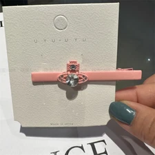 Korean Version Trendy Atmosphere Pink Saturn Rhinestone Sweet Side Bangs Clip Ha