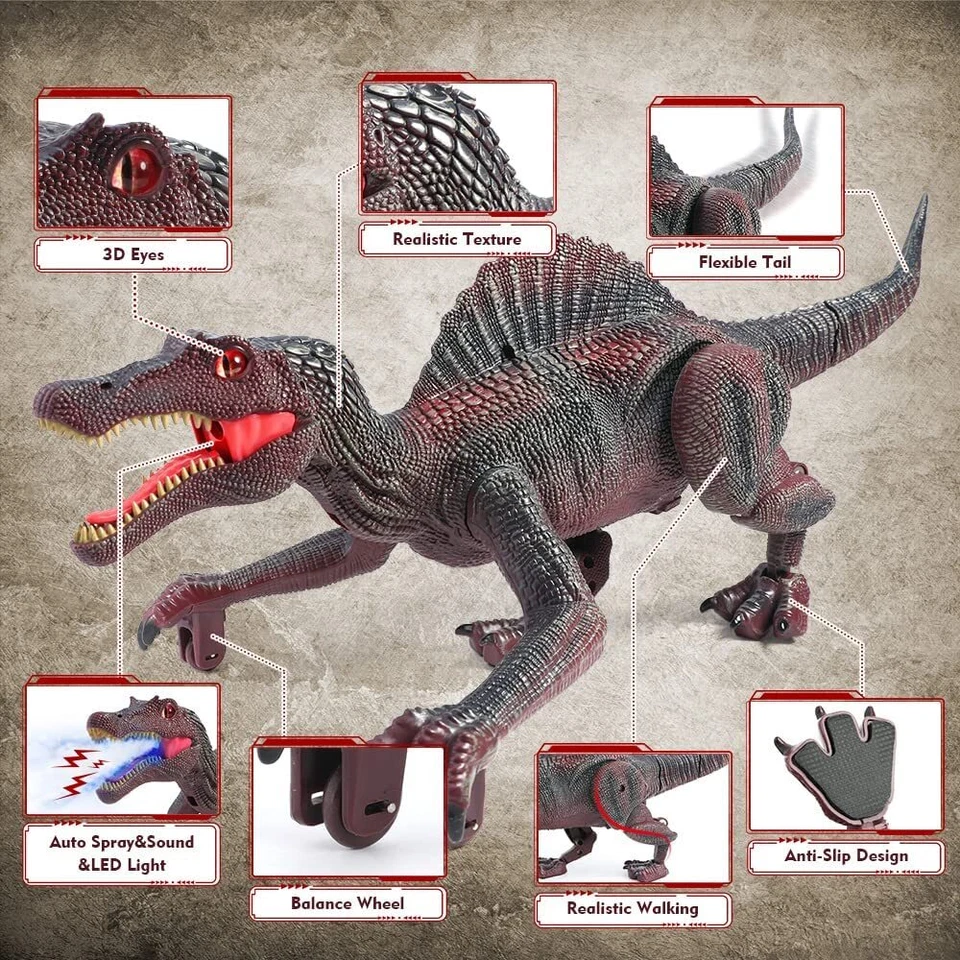 GIFT!Remote Control Dinosaur Toys Jurassic Rechargeable 2.4Ghz RC Walking Robot - Image 4 of 4