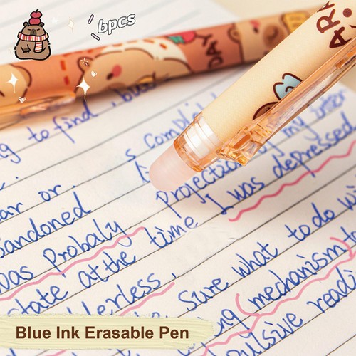 Cute Capibala Erasable Gel Pens Adorable Animal Pattern Ink Pens Retractable - Picture 7 of 12