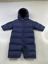 Polo Ralph Lauren Blue Hooded Down Baby Bunting Size 9M Snowsuit Coat Puffer
