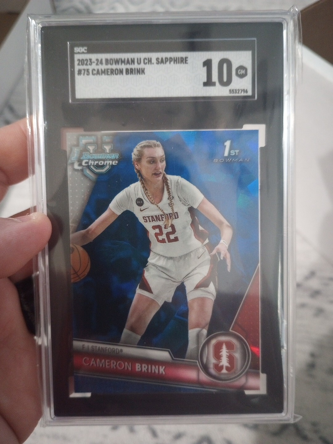 2023-24 Bowman U Chrome Sapphire Cameron Brink 1st Bowman SGC 10 #75