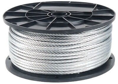 Galvanized Aircraft Cable Wire Rope 1/4'' 7x19 - 500 ft DIY Decking Railing